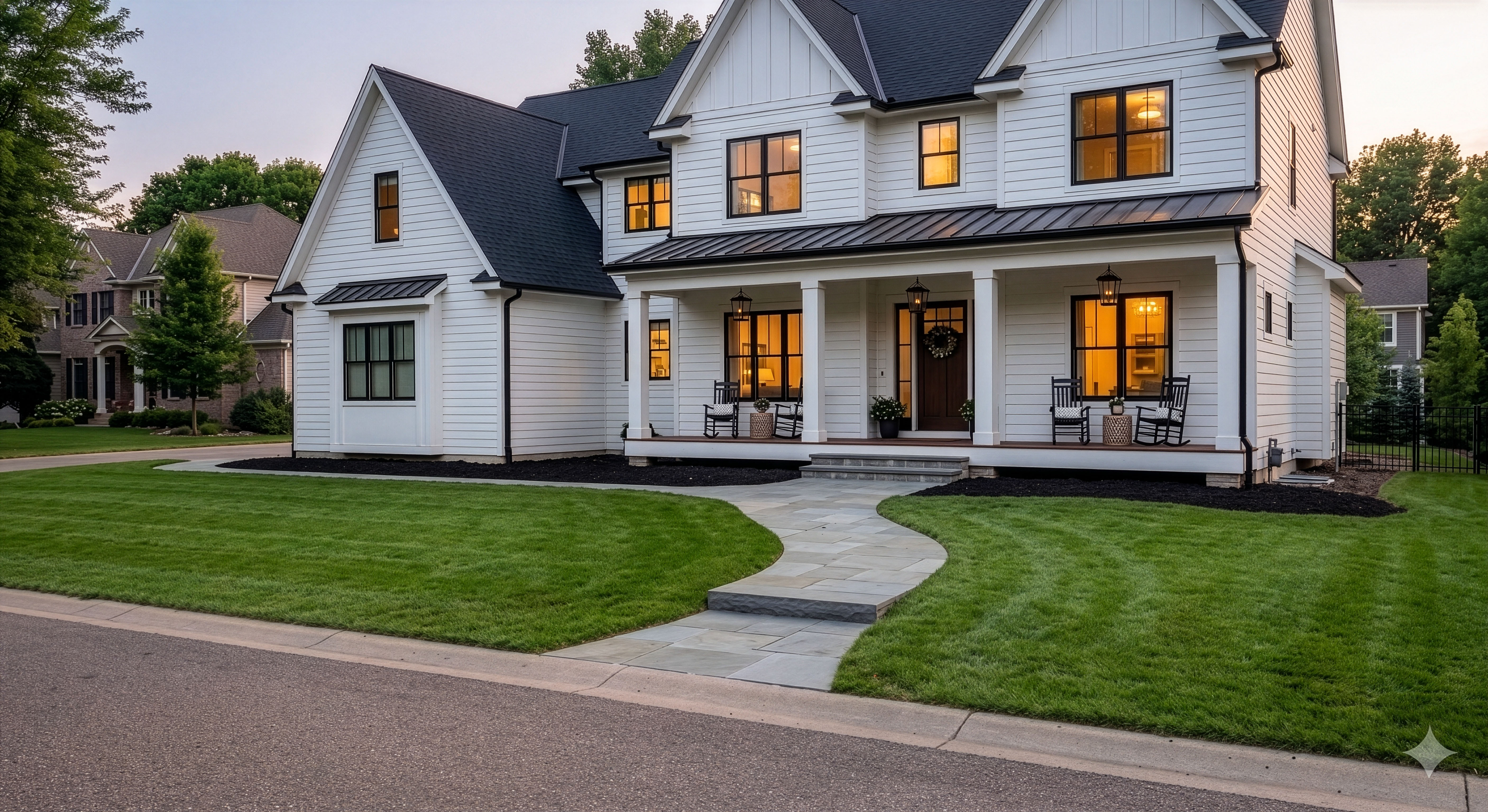Front yard before the transformation with less structure and definition